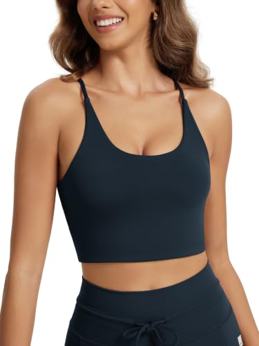 Image of ODODOS Halter Sports Bra for Women Non Padded Strappy Cropped Tops Workout Yoga Crop