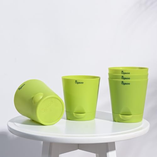 UGAOO 4 Inch Krish Self Watering Planter - Set of 5 (Light Green)...