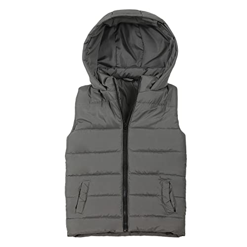 Image of SNOW DREAMS Boys Puffer Vest Hooded Quilted Outwear Sleeveless Jacket Lined Zipper Waistcoat