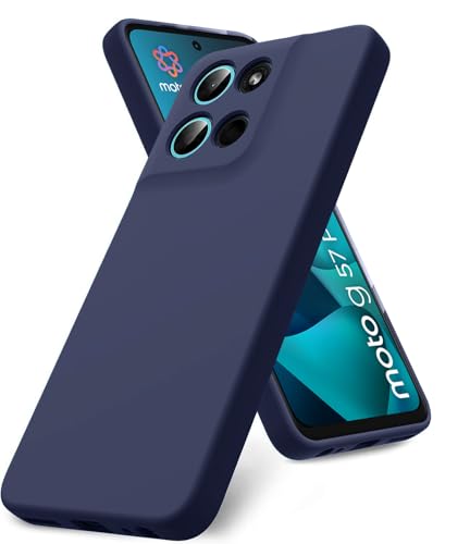 Image of DIZORO Microfiber Candy Case for Motorola G57 Power 5G Smooth Touch Cushion Liquid Soft Silicone Gel Rubber Phone Cases Non-Slip Full Body Protective Shockproof Back Cover -Navy