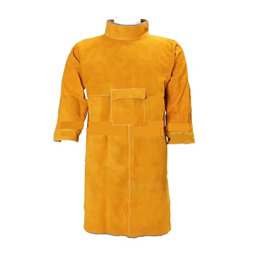 OUTFYT Chaqueta de soldadura de cuero de servicio pesado resistente al calor de la llama de la llama anti-escaladera delantal argon arco aislamiento trabajo moneda de trabajo,Protección superior