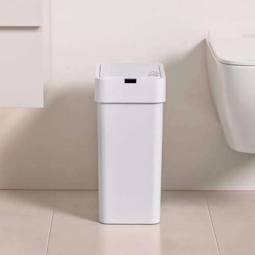 Image of House of Quirk Automatic Touchless Trash Can 9L | Motion Sensor Smart Dustbin | IPX5 Waterproof Bathroom Garbage Bin for Home, Office & Dorm (White)