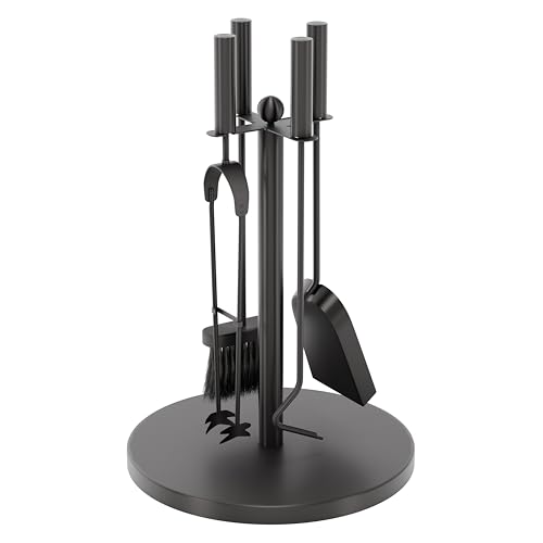 Fire Vida Warwick Set traditionnel d’entretien de cheminée, métal, noir, 5 pièces