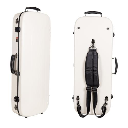 Image of Crossrock Fiberglass Rectangular Mandolin Case for F-Style (Fits Gibson F5, L /R Hand) | Milky White Gloss, Forest Green Velvet, TSA Lock, Hygrometer, Backpack Straps - Pro Travel Series