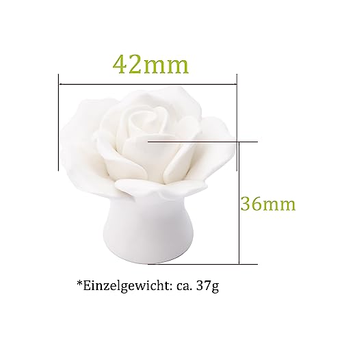 NAKUPENDA Ceramic Knobs 4 Pieces Ceramic Rose Flower Knob Drawer Knobs Porcelain Rose Furniture Knobs for Drawers Cupboards Cabinet Doors (White) - Image 4