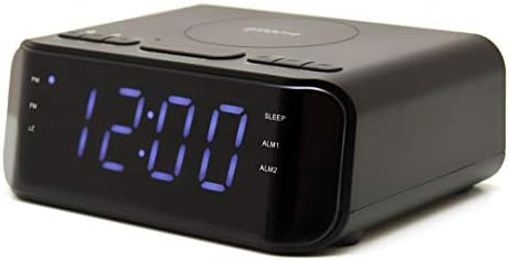 Groov-e Atlas - Digital Alarm Clock with FM Radio, USB & Wireless Charging, LCD Display, Dual Alarm Setting, & Dimmer Function - Mains Powered - 20 Preset Stations