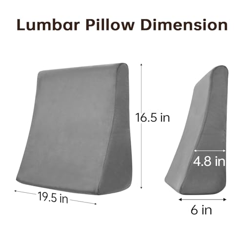 Image of Vekkia Lumbar Support Pillow for Recliner, Ergonomic Back Support for Couch - Improve Posture, Relieve Back Pain for Long Sitting & Elderly, for Armchair & Sofa, Removable Cover, Gray