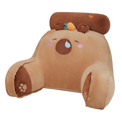 Cojín para silla Capybara | Lectura de cojines para sentarse en la cama con reposabrazos en patrón de zanahoria Capybara, un único peluche cómodo, 25.59x17.72 pulgadas de pluvia en la cama, cojín de