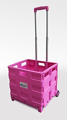 NEW PINK LARGE FOLDING TEACHER SCHOOL COLLEGE BOOKS CAMPING BOOT TRUNK CART CRATE TROLLEY 35KG FOLDABLE + LID