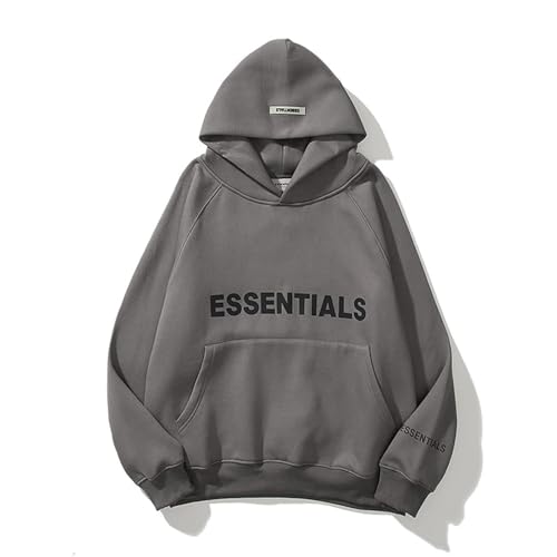 Mataluck Unisex Oversized Fleece Hoodie Heavyweight Cotton Blend Streetwear Y2K Pullover with 3D Letter Detail Comfortable Baggy Fit Sweatshirt for Men & Women Ideal for Casual Daily Wear Gray