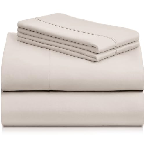 Image of LuxClub 4 PC Sheet Set Bed Sheets Deep Pockets 18 inch Eco Friendly Wrinkle Free Cooling Machine Washable Hotel Bedding Silky Soft - Linen Queen
