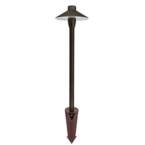 Marslg Brs1 Etl-Listed Solid Brass Low Voltage Landscape Accent Path And Area Light With 6.5" Shade And 18" Stem In Antique Brass Finish, Ground Spike And Free G4 Led Bulb (8-Pack), 36Pl01Bsx8 #TOP1