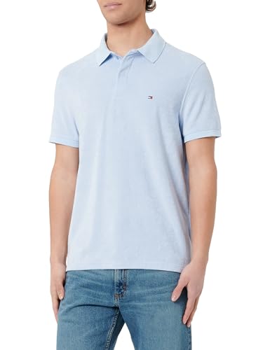 Tommy Hilfiger Micro Towelling Reg Polo Mw0Mw30770 éponge, Blue (Breezy Blue), L Homme Tommy Hilfiger Micro Towelling Reg Polo Mw0Mw30770 éponge, Blue (Breezy Blue), L Homme