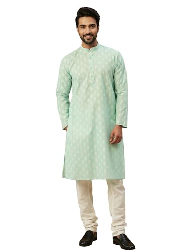 Image of Amazon Brand - Tavasya Men Floral Printed for Regular Fit Kurtas | Ethnic Wear | Festive | Cotton Blend | Knee Length