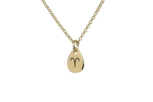 Collier Bélier gravé avec pendentif poire en forme d'horoscope personnalisé