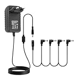 STRICH SPA-10 - Alimentatore di rete a pedale per chitarra (1000 mA – 1 A) AC 9 V, compatibile con pedali per chitarra e basso (Tip Negativ), cavo Daisy Chain a 4 vie