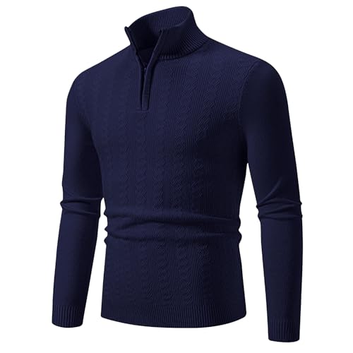 Mens Autumn Winter Casual Sweater Men Stand Collar Half Zip Sweater Male Slim Fit Knitted Pullover Henley Sweater