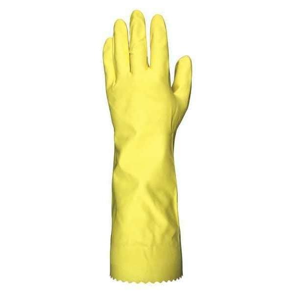 MOLLIFII Chemical Resistant Gloves, Natural Rubber Latex, 15 in L, 18 mil, Yellow, L, 1 PR, Mfr: 5255L-A