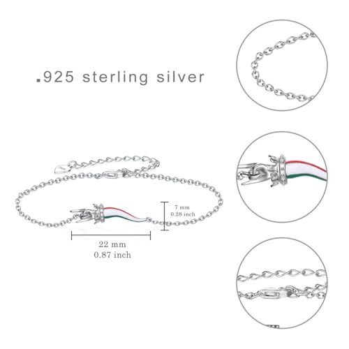 Italian Horn Bracelet Sterling Silver Lucky Italian Horn Bracelet Italian Jewelry Gift for Women4