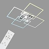 BRILONER Leuchten - Smarte LED Deckenleuchte, funktioniert mit Amazon Alexa, schwenkbare WiFi Lampe, Backlight-Effekt, Farbtemperatursteuerung, dimmbare Deckenlampe mit Fernbedienung, aluminiumfarbig