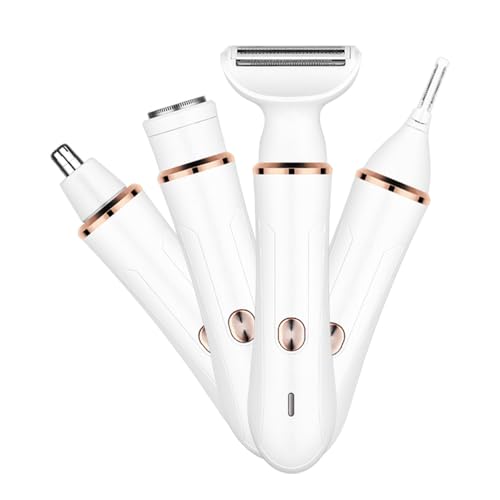 4-in-1Women's Electric Shaver–Bikini Trimmer for Women–Painless Electric Razor for Pubic Hair, Face, Legs, Underarms–Portable Cordless Shaver