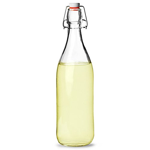 Bormioli Rocco Glass Swing Top Bottle 1ltr - Serving Bottle with Air-Tight Rubber Seal