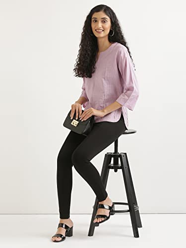 Image of SAADAA Everyday Cotton Top | Women's Regular Solid Color Top | Casual /Office Wear