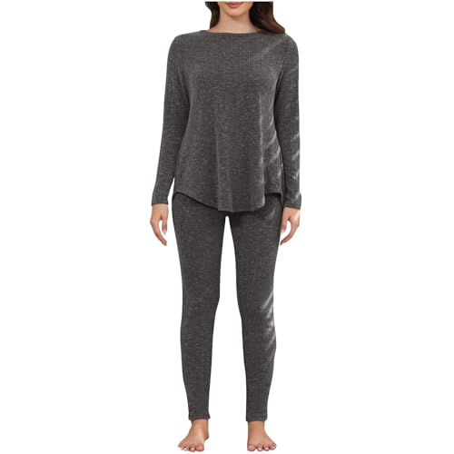 Survêtement tricot femme couleur unie ensemble cocooning col rond