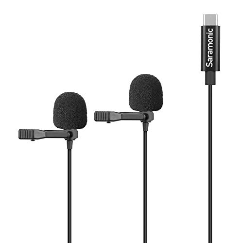 Image of Saramonic Dual USB Type-C Microphone, Omnidirectional Lavalier Microphone with USB C Adapter for Pixel Samsung Galaxy Android iPad Pro MagicBook YouTube, Vlog Video Recording, Interview (19.6ft)