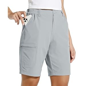 Damen Shorts Wanderhose Kurze Hose Sommer Cargohose Radhose Stretch Sporthose Golfshorts Schnelltrocken Wander Outdoor Leichte Reise Shorts mit Taschen 10″