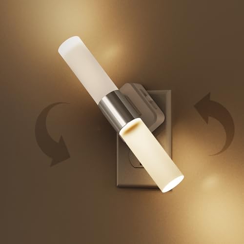 Image of L LOHAS LED Night Light, Night Lights Plug into Wall, 3000K Soft White, 0-100LM Adjustable Brightness, 180 Rotating Plug in Night Light with Auto Light Sensor for Bathroom, Bedroom(Matte White)