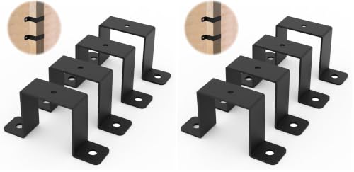 Image of 4Pcs Square Pipe Clamp, Black Strap Post Ties Brackets, U Shaped Connector Bracket, Wood Deck Fence Post Tie for Water Pipes, Balcony Railing, Stairs Railing (Pack of 2)