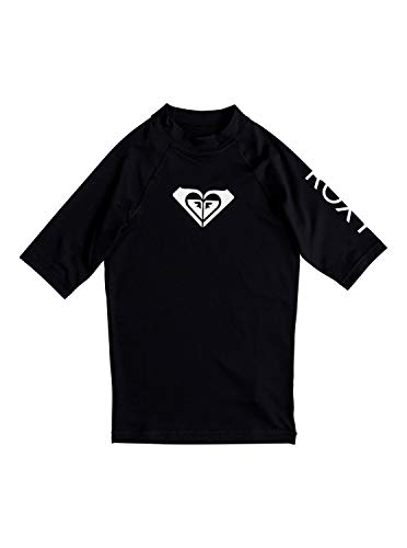 Roxy Girls' Big Whole Hearted Short Sleeve Rashguard, Anthracite 2020, 14/X-Large