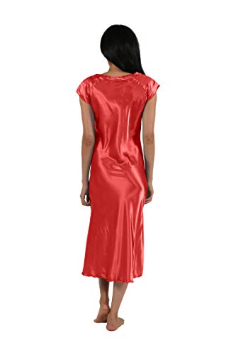 La Cera Satin Plus Size Nightgown Teal #TOP1