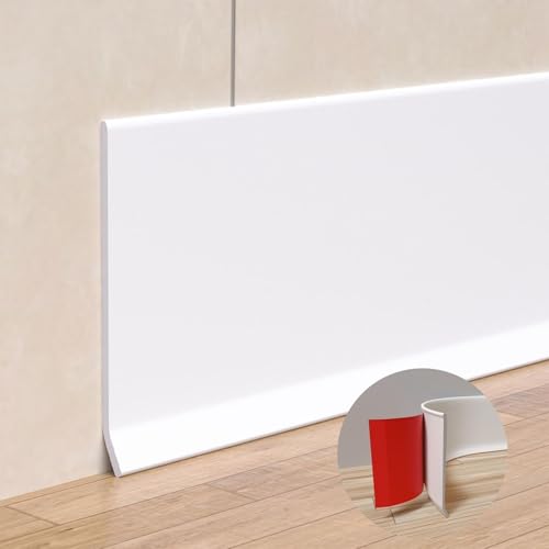 Risunpet Peel and Stick Baseboard Trim, 4 Inch Rubber Baseboard