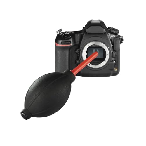Hama Blasebalg Kamera (Kamera Reinigung f&uuml;r DSLR, Objektive, Okulare, Optik, empfindliche Oberfl&auml;chen, Air Blower mit Ventil-System, 16,6 cm L&auml;nge) rot/schwarz