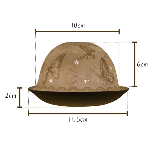 Nordic Lights Butterflies Porcelain Tealight Holder Dome | Candle Holder Projecting a 3D Image Use with Scented Candle, LED Light | Room Decor Lights | Shade & Plate Set with Gift Box