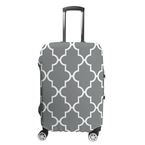 Carry on Luggage Cover Quatrefoil Grey Suitcase Covers for Luggages Tsa Approved Travel Luggage Sleeve Protector Elastic Suitcase Protector Anti-Scratch Washable Fits 19-30 Inch Case -L