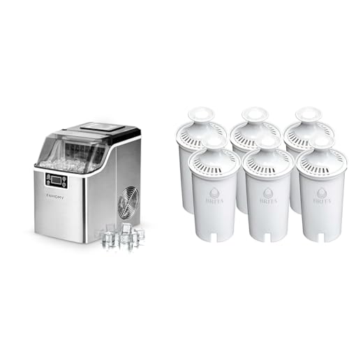 EUHOMY Ice Cube Maker Machine Countertop, 2 Ways to Add Water, 45Lbs/Day 24 Pcs Ready in 13 Mins, Self-Cleaning Portable Compact, with Ice Scoop & Basket, Perfect for Home/Kitchen/Office/Bar