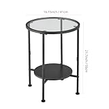 ZEXVIDA Tempered Glass Side Table with Storage Shelf for Small Spaces,16.15" 2 Tier Round Glass End Table, Small Round Side Table for Living Room, Bedside Table Nightstands for Bedroom (Black) - Image 3
