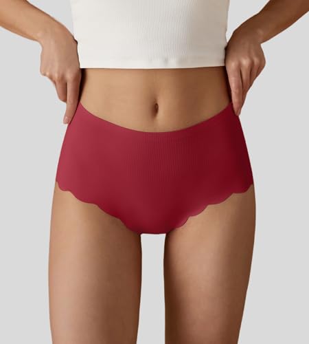 Image of SHARICCA Seamless High Waisted Underwear for Women Cheeky Underwear Wave Edge No Show Bikini Panties Ribbed Panties Pack