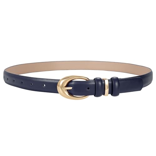Image of TRIWORKS Women Leather Belt for Jeans Pants Fashion Ladies Skinny Faux Leather Dress belt with Gold Buckle