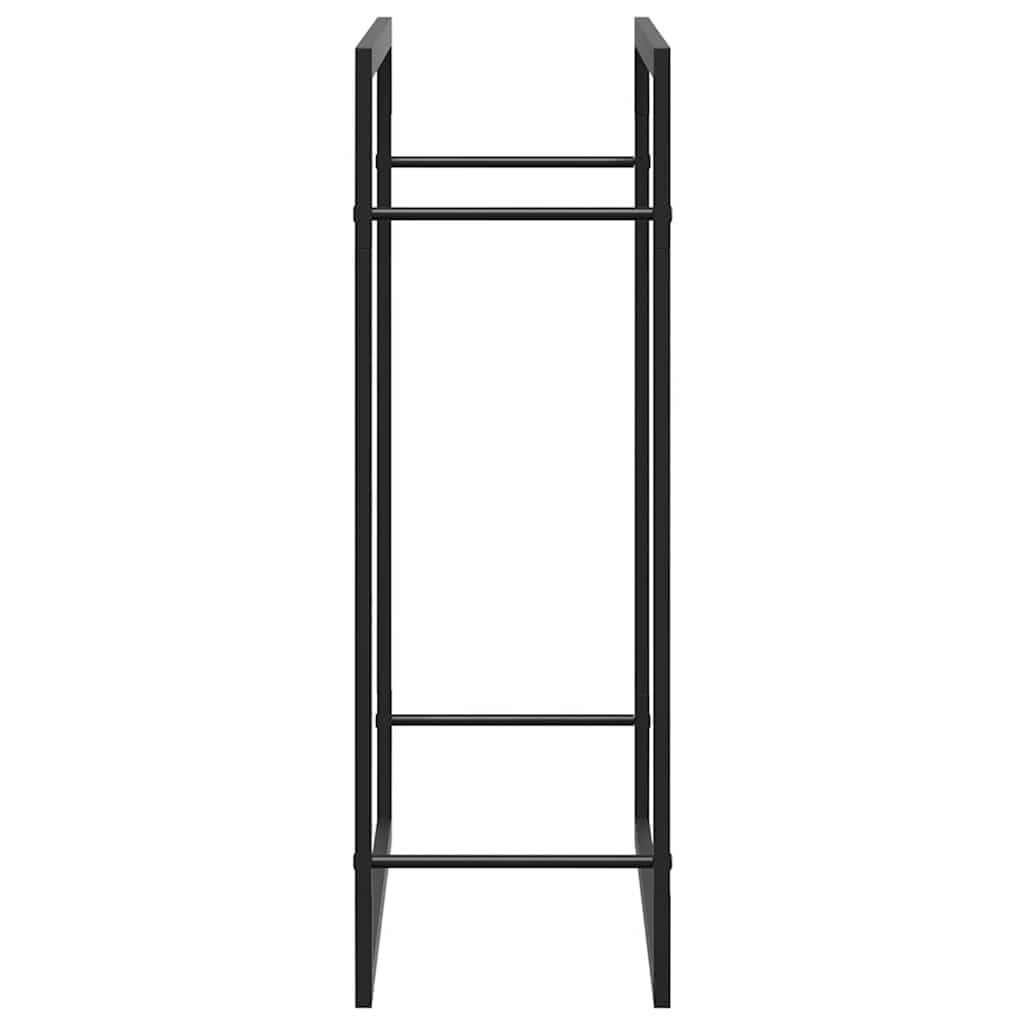 Mangloder Brennholzregal Mattschwarz aus Stahl, 80 x 28 x 86 cm, Kaminholzständer für Brennholz, Feuerholz, Lagerung und Trocknen, mit Wandhalterung für Kamin, Ofen, Feuerstelle