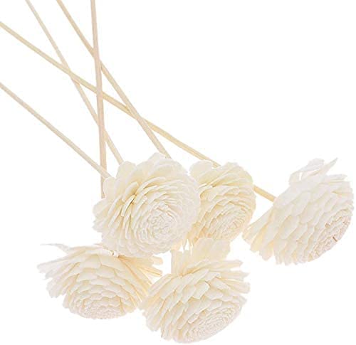 10 Piece Flower Reed Diffuser Sticks, Natural Rattan Wood Sticks Essential Oil Aroma Diffuser Sticks Refill Replacement for Aroma Fragrance (White 10PCS)