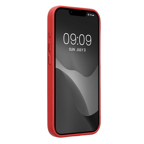 Image of kalibri Case Compatible with Apple iPhone 17e / iPhone 16e - Case Smooth Genuine Leather Hard Case Anti Slip Cover - Red