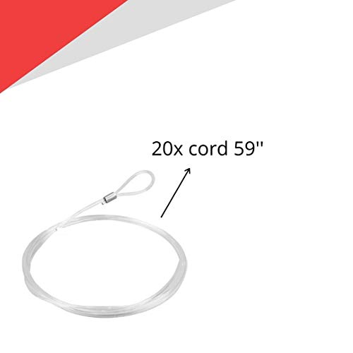 Image of STAS Looped End Cord Clear Nylon - 20 pack - Perlon Picture Cable Wire For Picture Hanging Hooks and Picture Rails (59 inch length, 2mm diameter)