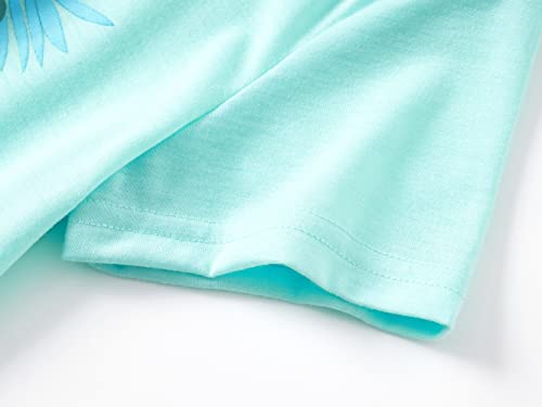 Tebbis Trendy Tie Dye Violet Green Pajamas for Girls 3 Pieces Soft Tee Shorts & Pants PJ Comfy Jammies Set Size 6-184