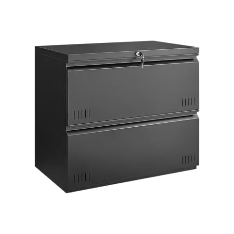 Approgreent File Cabinets for Home Office, 2 Drawer File Cabinet with Lock, Printer Stand, Metal Storage Cabinet, Lateral Filing Cabinet for A4/Letter/Legal Size File Folders, Black Cover