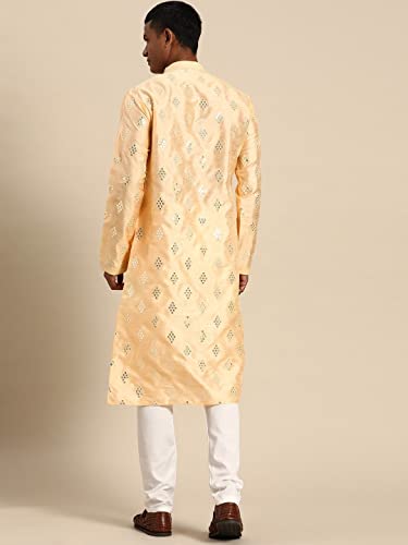 Image of Rajubhai Hargovindas Men's Jacquard Work Kurta Set