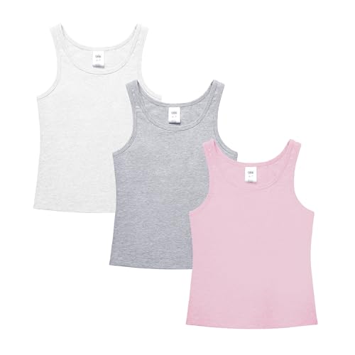 Image of QBK 6-16Years Girls Tank Top with Built in Bra Training Bras Cotton Camisole Built in Bra Undershirts with Shelf Bra | Girls' Cotton Tank Top With Shelf Bra Triple Lining And Light Support For Everyday Comfort